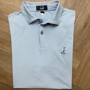 Dunhill Links Golf‎ Polo Shirt Mens Small Blue Flag Logo Performance Preppy
